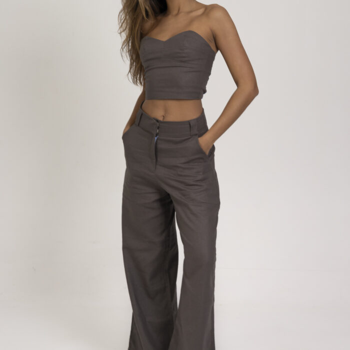 Calça julie linho – cinza chumbo