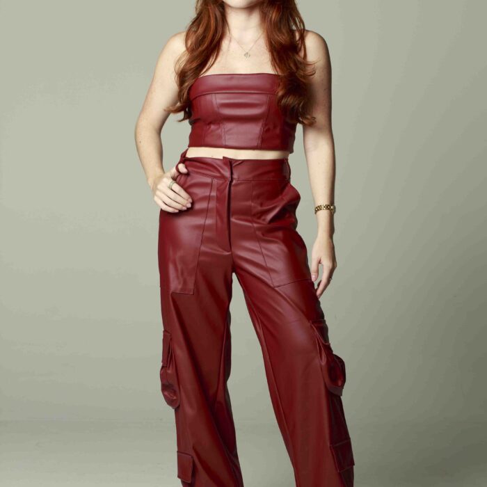 Calça leather- bordeaux