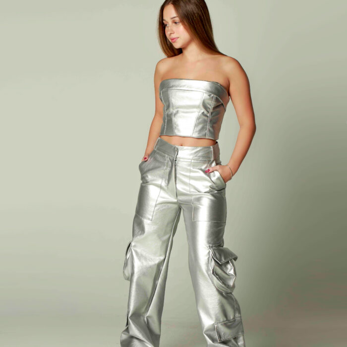 Calça leather – silver